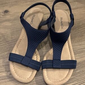 Style & Co. T strap sandals with small wedge heel